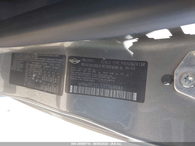 2003 MINI COOPER S WMWRE33453TD69593 Photo 8