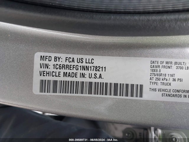 1C6RREFG1NN178211 RAM 1500 Lone Star  4x2 5'7 Box