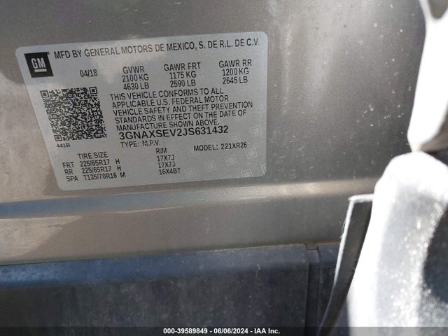 Chevrolet EQUINOX LT 2018 3GNAXSEV2JS631432 Image 9