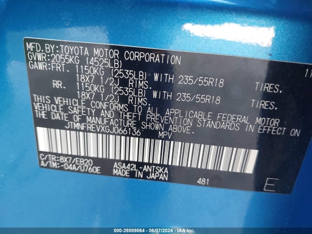 Toyota RAV4 SE 2016 JTMNFREVXGJ066136 Image 9