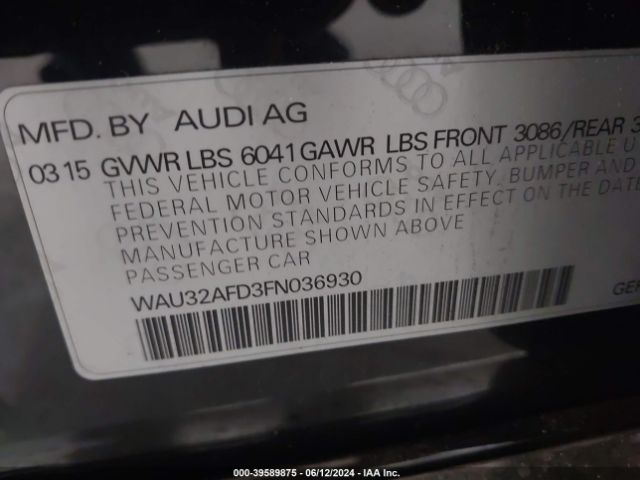 WAU32AFD3FN036930 Audi A8 L 4.0t