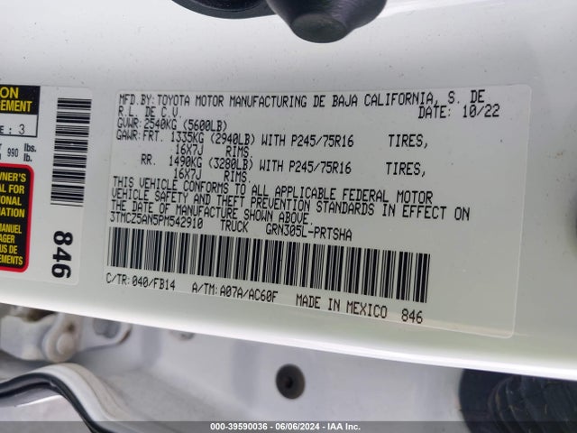 Toyota Tacoma Sr V6 2023 3TMCZ5AN5PM542910 Image 9