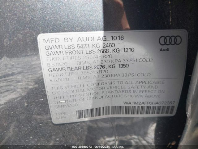 WA1M2AFP0HA072287 Audi Q5 2.0t Premium