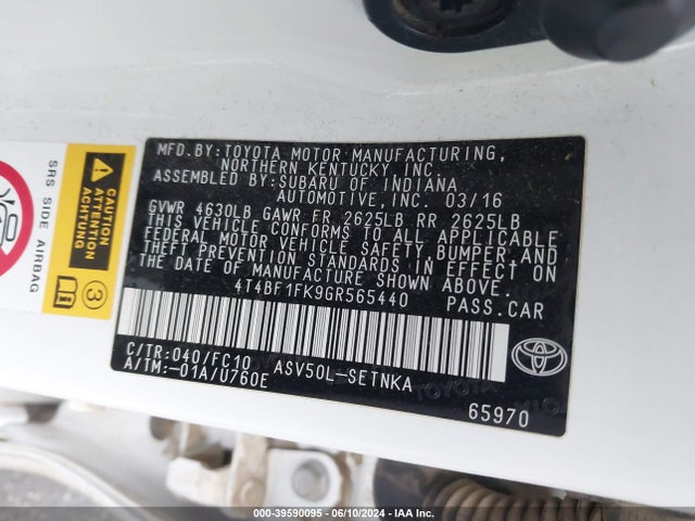 Toyota CAMRY LE 2016 4T4BF1FK9GR565440 Image 9