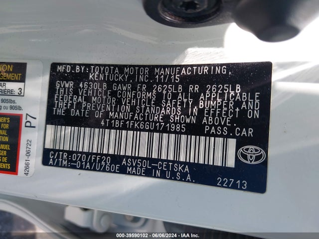 Toyota CAMRY SE 2016 4T1BF1FK6GU171985 Image 9