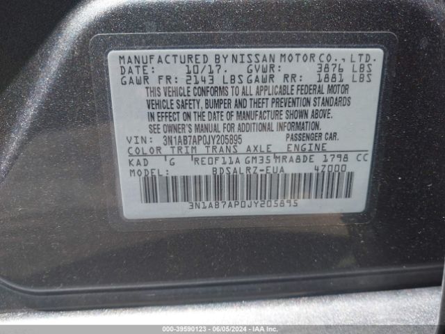3N1AB7AP0JY205895 Nissan SENTRA SR