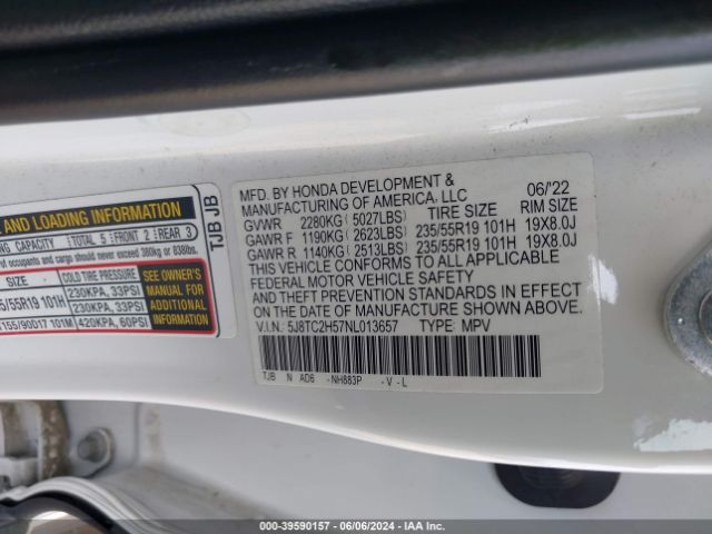 5J8TC2H57NL013657 Acura Rdx Technology Package