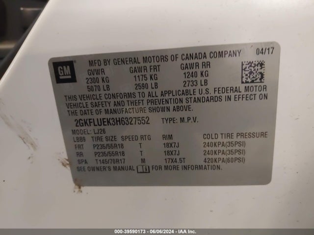 GMC Terrain Slt 2017 2GKFLUEK3H6327552 Image 9