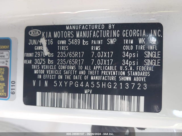 KIA Sorento 3.3l Lx 2017 5XYPG4A55HG213723 Image 9