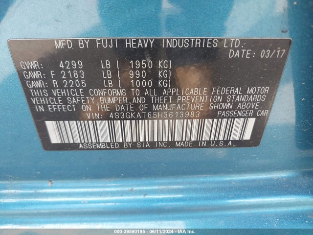 4S3GKAT65H3613983 Subaru Impreza 2.0i Limited