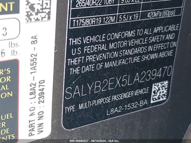 SALYB2EX5LA239470 Land Rover Range Rover Velar P250 S