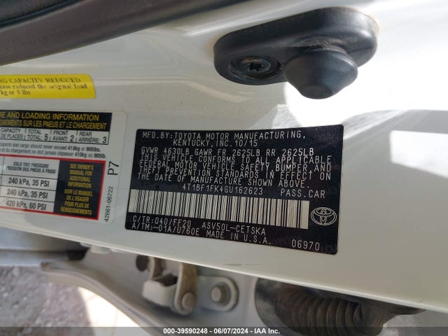 Toyota CAMRY SE 2016 4T1BF1FK4GU162623 Image 9