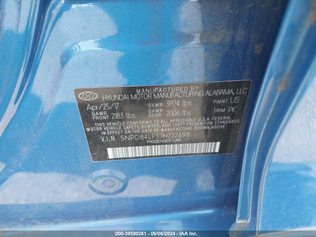 5NPD84LF5JH222698 Hyundai ELANTRA SEL