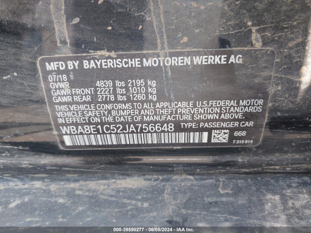 WBA8E1C52JA756648 BMW 330e Iperformance