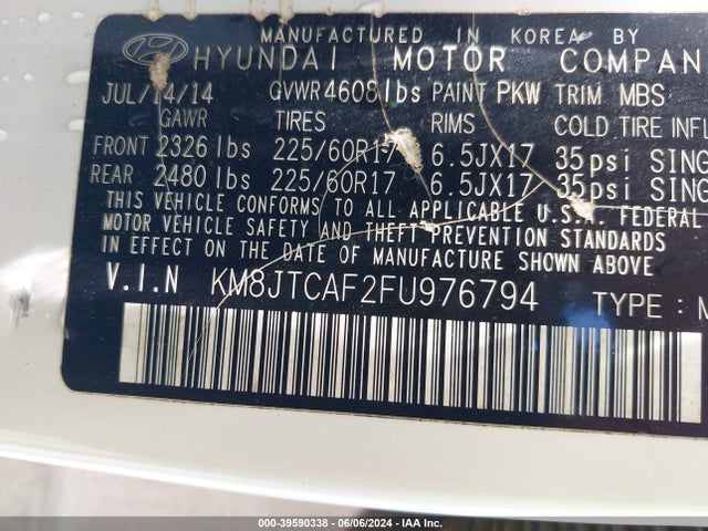 Hyundai TUCSON GLS 2015 KM8JTCAF2FU976794 Image 9