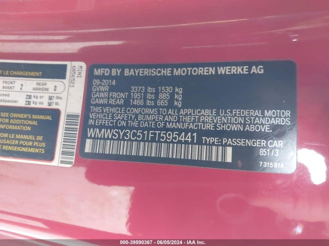 2015 MINI ROADSTER WMWSY3C51FT595441 Photo 8