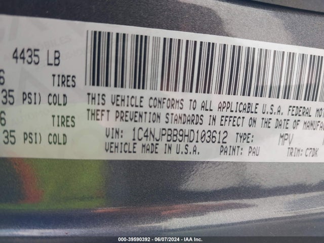 1C4NJPBB9HD103612 Jeep Patriot Sport Fwd