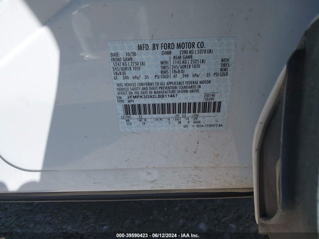 Ford EDGE SE 2020 2FMPK3G92LBB11467 Image 9