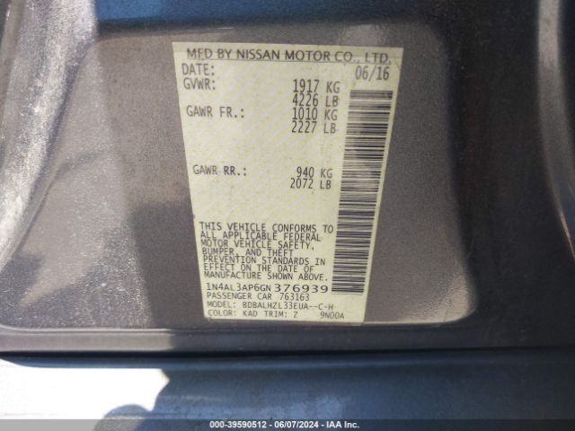 1N4AL3AP6GN376939 Nissan Altima 2.5 Sr