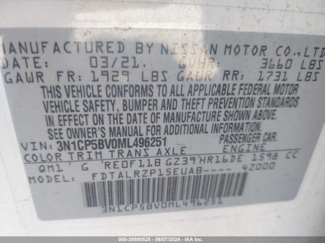 Nissan Kicks S Xtronic Cvt 2021 3N1CP5BV0ML496251 Image 9