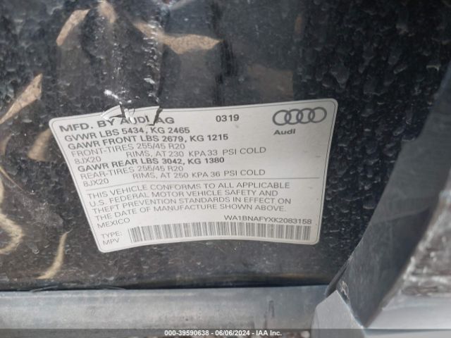 WA1BNAFYXK2083158 Audi Q5 45 Premium