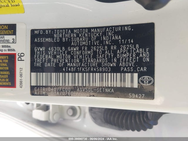 Toyota CAMRY LE 2015 4T4BF1FK5FR458903 Image 9