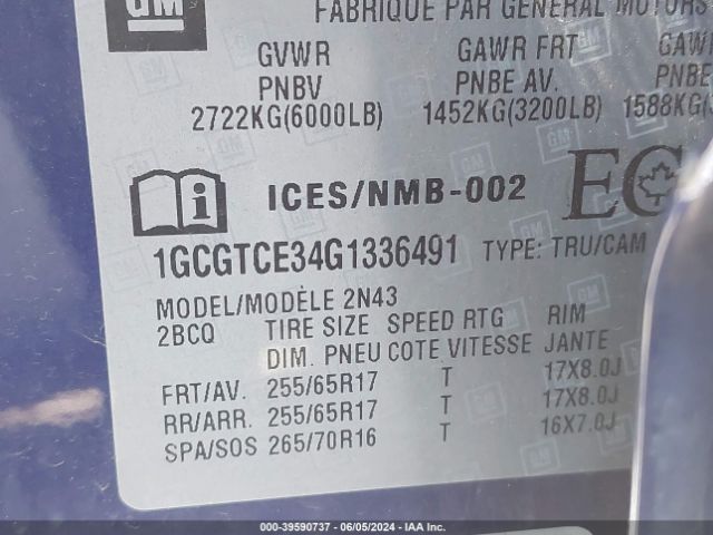 1GCGTCE34G1336491 Chevrolet Colorado Lt