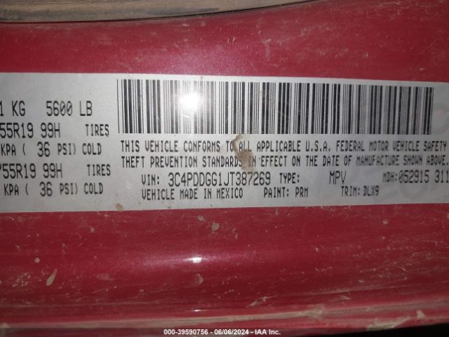 3C4PDDGG1JT387269 Dodge Journey Crossroad Awd