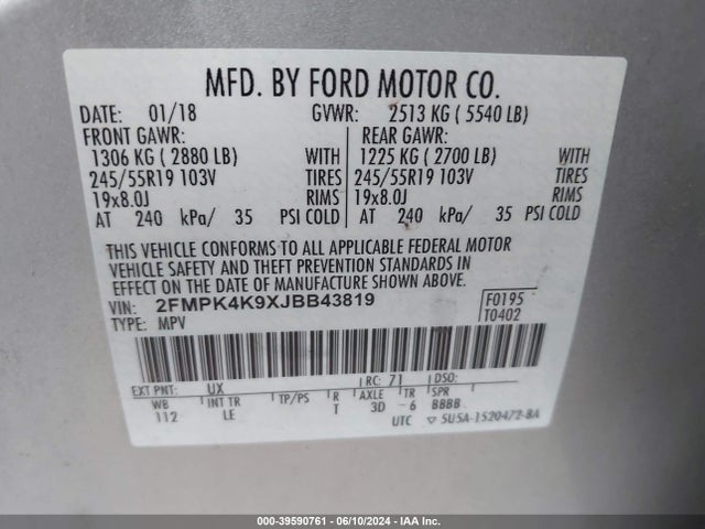Ford Edge Titanium 2018 2FMPK4K9XJBB43819 Image 9
