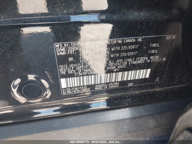 Toyota Rav4 Xle 2019 2T3W1RFV0KW011481 Image 9