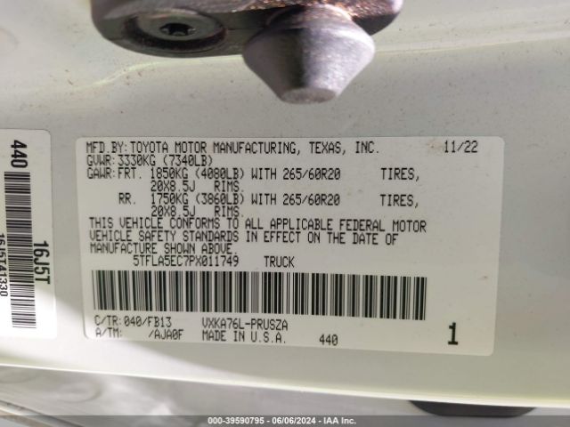 5TFLA5EC7PX011749 Toyota Tundra Sr5