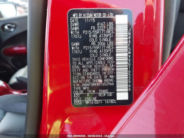 JN8AF5MVXGT652966 Nissan Juke Sl