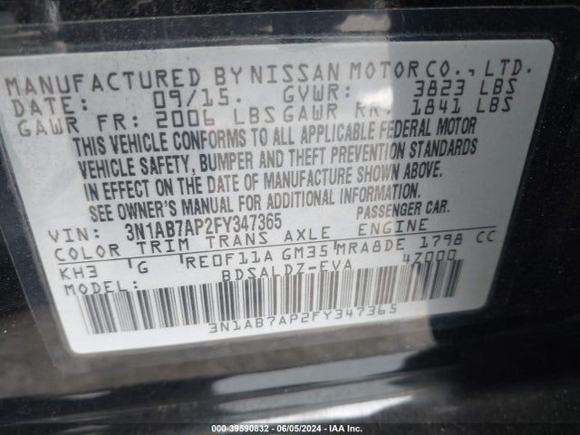 Nissan SENTRA SV 2015 3N1AB7AP2FY347365 Image 9