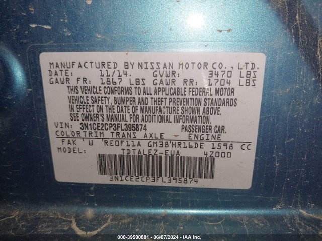 Nissan Versa Note Sl 2015 3N1CE2CP3FL395874 Image 9