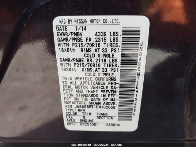 Nissan Rogue Select S 2014 JN8AS5MT1EW102058 Image 9