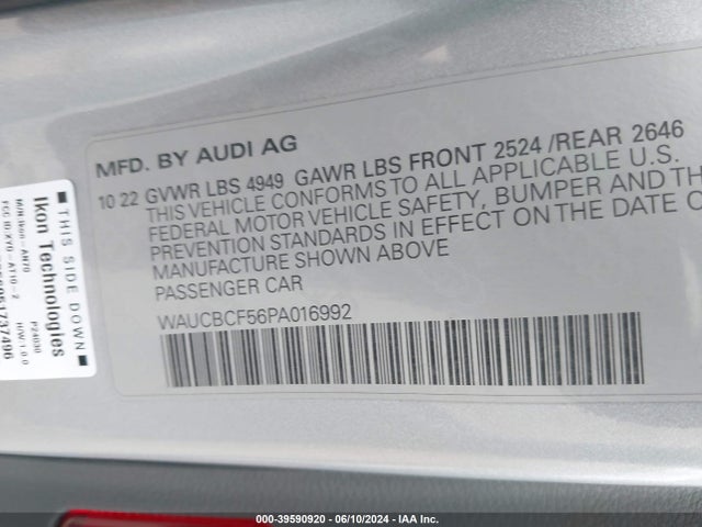 WAUCBCF56PA016992 Audi A5 Sportback Premium Plus 40 Tfsi Quattro S Tronic