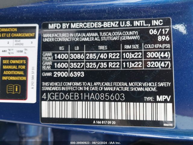 4JGED6EB1HA085603 Mercedes-Benz Amg Gle 43 Coupe 4matic