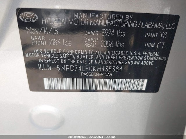 Hyundai ELANTRA SE 2019 5NPD74LF0KH435384 Image 9