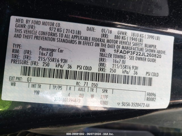 Ford FOCUS SE 2018 1FADP3F22JL260820 Image 9