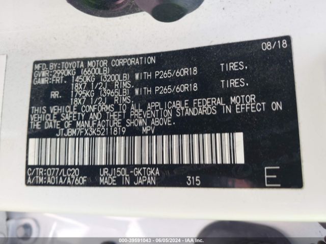 JTJBM7FX3K5211819 Lexus 460 Premium