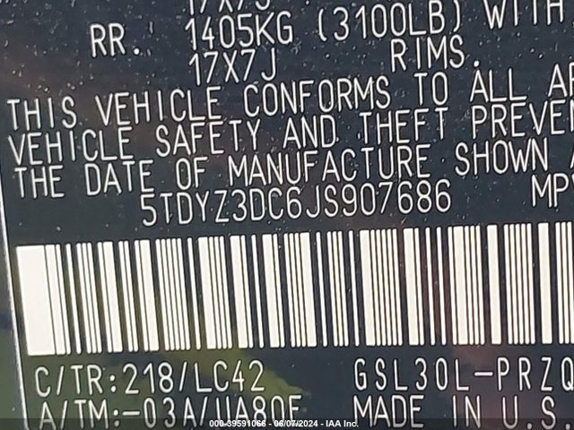 Toyota Sienna Xle 8 Passenger 2018 5TDYZ3DC6JS907686 Image 9