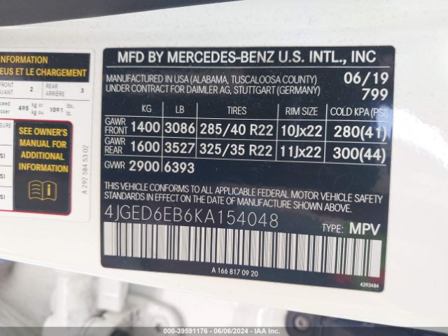 4JGED6EB6KA154048 Mercedes-Benz Amg Gle 43 Coupe 4matic