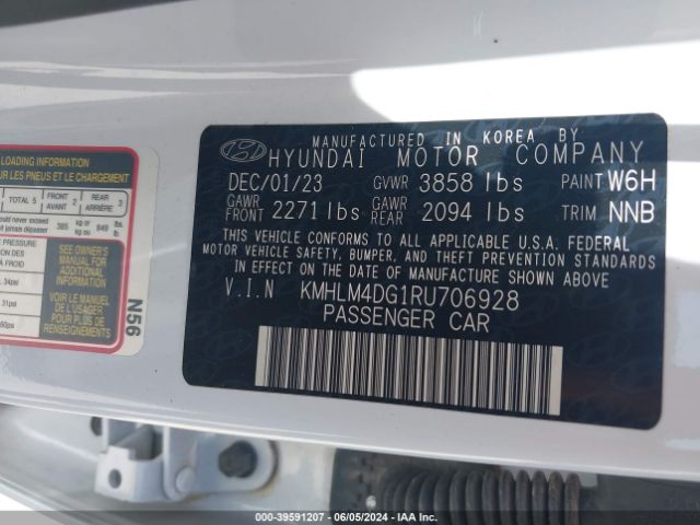 KMHLM4DG1RU706928 Hyundai ELANTRA SEL