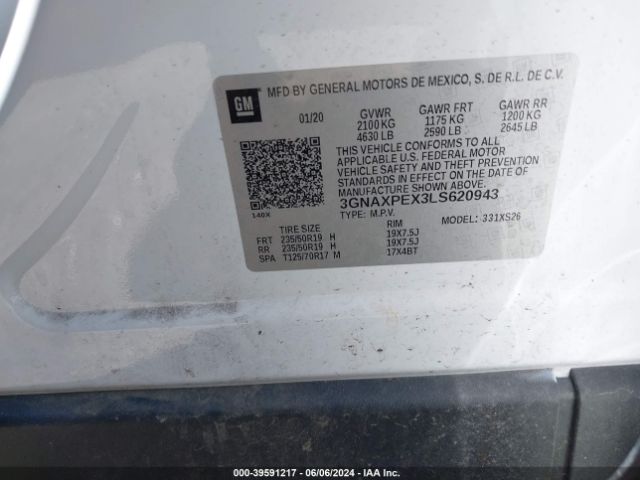 3GNAXPEX3LS620943 Chevrolet Equinox Fwd Premier 2.0l Turbo