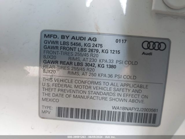 WA1BNAFY2J2003561 Audi Q5 2.0t Premium/2.0t Tech Premium