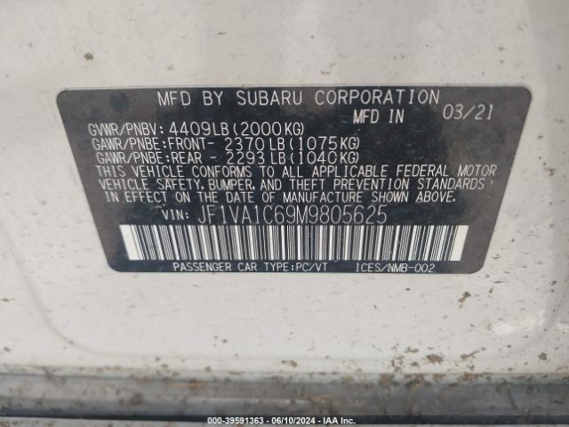 JF1VA1C69M9805625 Subaru Wrx Premium