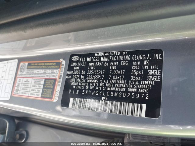 5XYRG4LC8MG025972 KIA SORENTO LX