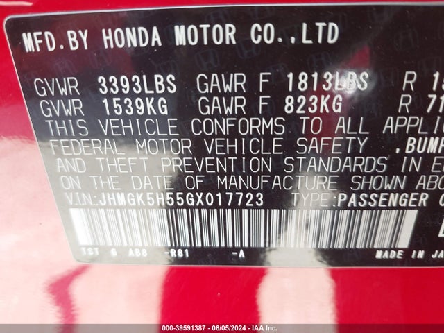 Honda FIT LX 2016 JHMGK5H55GX017723 Image 9