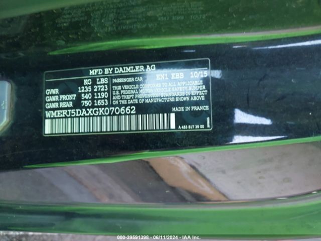 WMEFJ5DAXGK070662 Smart Fortwo Passion/prime/proxy/pure
