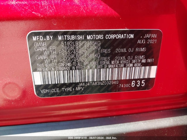 JA4J4TA83NZ032940 Mitsubishi Outlander Es 2.5 S-awc